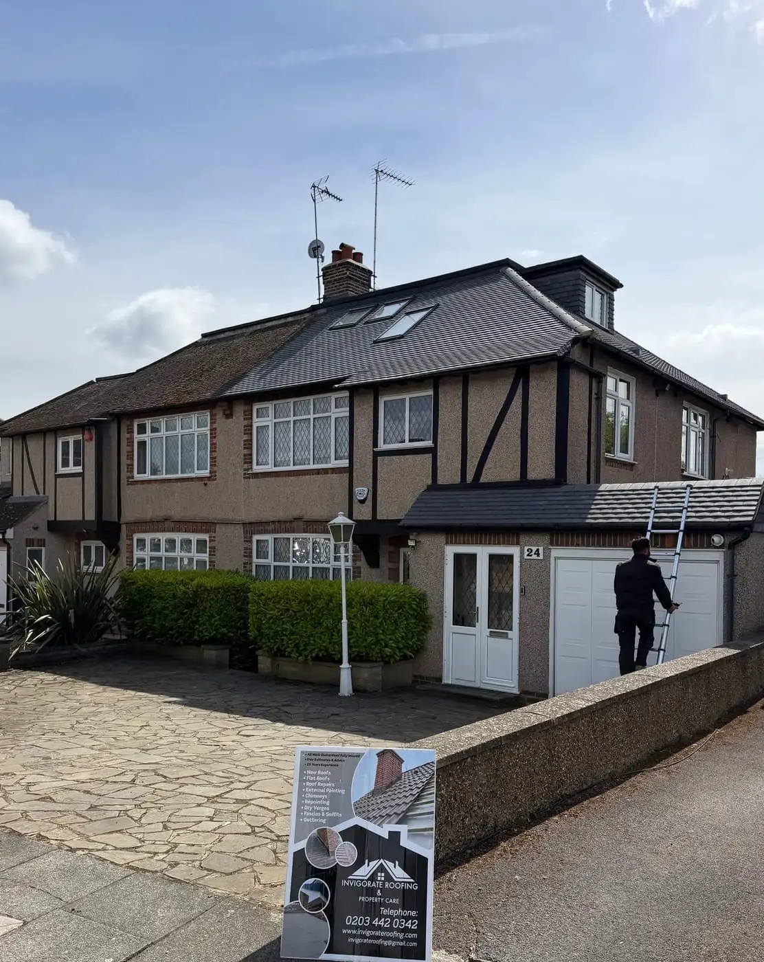 Completed new roof installation on a semi-detached Hertfordshire home